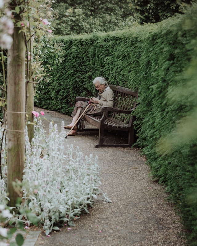 Enjoying the garden at Maplebrook Care Home