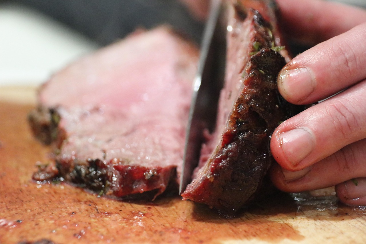 cutting meat
